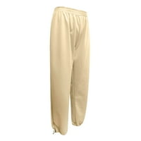 ECHFIPROM Ženske hlače za vuču Elastične struk žute palanzo hlače Dukseve od čvrste ležerne duge hlače