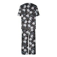 Aufmer pidžama za žene čišćenje kratkih rukava okrugli vrat Print Multicolor Nightcown Set Print Sleephirt