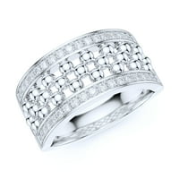 Sterling Silver Wide Split Slip Beads Bubbles Balls Simulirani okrugli sjajni rez dijamantski prsten