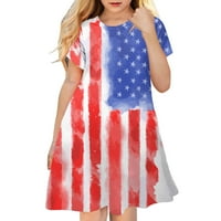 Vučena djevojka četvrti julske američke zastave zvijezde midi tenk patriotske haljine, 6- godine