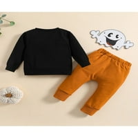 Lisenrain Baby Boys Halloween hlače, dugih rukava CREW CACT CALDEC SCELET Print majica sa hlačama