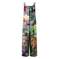Ženski cvjetni tiskani boho džepovi s kratkim hlačama dugačke hlače Lood Wide noga uzročno ljeto