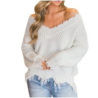Ženski džemperi dugih rukava ušteda ženske ležerne pletene pulover džemper s dugim rukavima džemper za bluzu