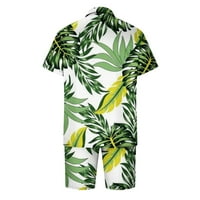 Ljetna ušteda muške i velike muške havajske utakmice set ljetni plažni odijelo cvjetne majice i kratke hlače bijele