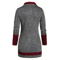 Ženski džemper Plus veličina O-izrez dugih rukava čvrsti tasteri Boja blok Pachwork asimetrični vrhovi