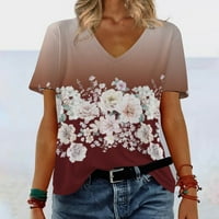 Baycosin ženski kratki rukav smah s ljetna casual v izrez majica u boji pune boje labava vrhunska majica