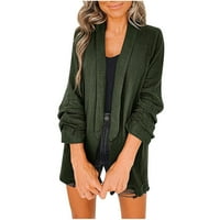 Fatuov ženski kardigan - dugi ručak Otičnica Turtleneck Ženska odjeća u prodaji Jednobojni kaput Jesen Army Green Cardigan za žene XL