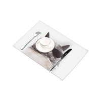 Smiješna njuška sive britanske mačke u sunčanim naočalama Placemats stolni prostirke za trpezariju Kuhinjski stol ukras, set od 6