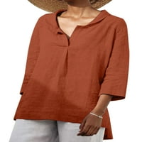 Ženska opuštena ogromna bluza Ženska nepravilna majica majica Jednobojna dnevna rezervacija V izrez