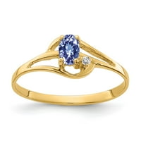 14K žuti zlatni prsten za prsten draguljastog kamena dijamant okrugla tanzanite ovalna plava, veličine 8