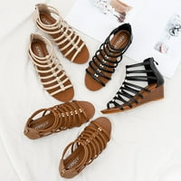 Eczipvz Ženske cipele Ljetne ravne sandale za žene Otvoreni pleteni pleteni patentni patentni patentni