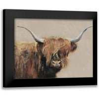 Redman, suzi crni moderni uokvireni muzej umjetnički print pod nazivom - Highland krava