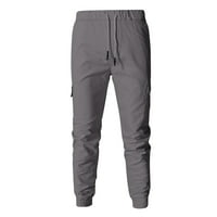 Muški joggers hlače opušteno fit nacrtajuće teretne pantalone za muškarce pune boje casual pantalone svijetlo siva 3xl