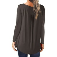 Ženska modna casual majica Tipke od punog rukava s dugim rukavima izrez ruched pulover bluza za žene