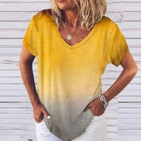 Moonker Womens Tops Košulje za žene Boja bluza s kratkim rukavima plus veličina majica TOP V-izrez bled