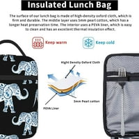 Faty-T Elephant ispisano izolirane torbe za ručak žene, tote za višekratnu upotrebu tote za ručak, prijenosni ručak borža za posao