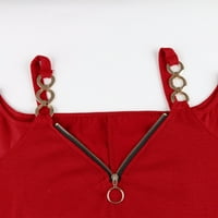 Ženske bluze i vrhovi Dressy Solid V-izrez kratki rukav bez rukava bez rukava pulover bluze za žene za žene crvene veličine m