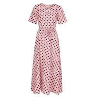 Clearsance Ljetne haljine za žene Maxi kratki rukav modni haljina prugasta ružičasta prugaste ružičaste 3xl