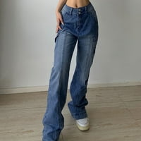 Neugodne kratke jean pantalone za žene za žene ugrade Multi džep na otvorenom jogging traperice Jean