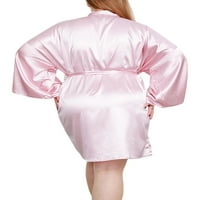 NOILLA DAMIES ROBE Plus size Nighthowns V izrez Kukinjski Ženski noćna odjeća Pajamas dugih rukava ružičasta 1xl