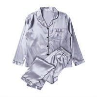 Fanvereka ženska svila satena pidžama set dugih rukava noćna odjeća PJ set za spavanje Spavaće set Početna Pijamas