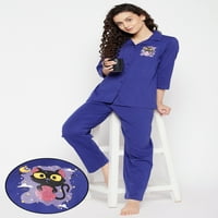 Dugme za Halloween Ispis niz majicu i pidžama set u kraljevskoj plavoj - pamuk