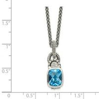 Sterling Silver Sky Blue Topaz & Diamond ogrlica; ; Kopčasto jastoga; za odrasle i tinejdžere; Za žene