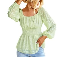 Majice za žene Frill bluza gornji vintage kvadratni vrat dugih rukava rušena majica top tine majica
