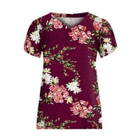 Popust Ljetne cvjetne majice V izrez Trendy bluza na vrhu Casual Classic Fit Tunic Grafičke majice kratkih