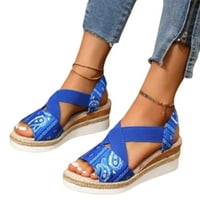 STAMENS Ženske sandale za platforme etničkog stila Otvoreni nožni prsti poprečni remenske cipele Ispisano