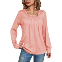 Čvrsta labava bluza s dugim rukavima Ženske grafičke majice ružičaste veličine 2xl