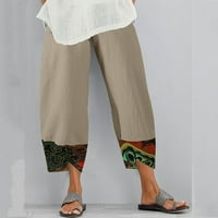 Yubatuo hlače za žene dama casual cvijeće Ispis elastičnih struka Široke pantalone za noge Hlače Ženske hlače