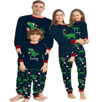 NIUER žene muškarci djeca vrhovi i hlače blok boja podudaranje porodične pidžame set s dugim rukavima