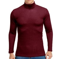 Muškarci Solid rebrasti tanak fit pletena pulover turtleneck džemper baza
