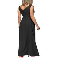 REJLUN Ženske haljine haljine V izrez Maxi haljine duga haljina bez rukava casual elegantna formalna crna m