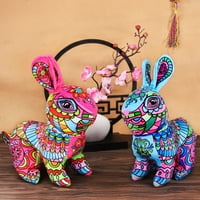 Zeko plišana lutka - kineski stil šareni otisci, slatka zeko plushie, pp pamuk punjene životinje, godina