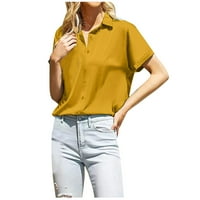 Ženski ljetni vrhovi svilena bluza za žensko saten dugme sa satima kratkih rukava dolje majica Ležerne