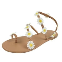 B91XZ ravne sandale za žene Daisy donje ravne sandale Neklizne ljetne ženske sandale bijele boje, veličine