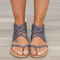 Ženske sandale Moda otvorena nožna prva ljetna puna plaža ravna patentna sandala siva veličina 6,5