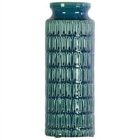 Keramička visoka cilindrična vaza sa širokim ustima, plavom bojom