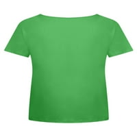Eleluny Plus Veličina Žene V izrez Majica kratkih rukava Labava casual bluza Green 2xl