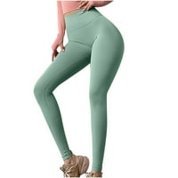 Ženske gamaše Tummy Control Solid Hlače Srednja struka Labave duge hlače Yoga hlače zelene s