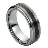 Tungsten Carbide Crna karbonska vlakna umetnuta na brušenom centru za vjenčani prsten za muškarce i