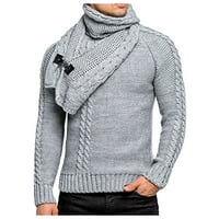 Džemper za muškarce za muškarce šal ovratnik pulover džemper slim fit casual kamenske pletene džempere siva 3xl
