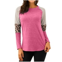 Aueooeo ženske bluze i vrhovi Dressy, plus veličine praznični vrhovi za žene Ženske boje blok pulover