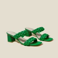 Ženski pleteni dizajn Chunky pete malene sandale zelene cn40