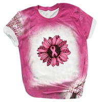 CLLIOS košulje za dojke za žene ružičaste vrpce Grafičke tee smiješne kratke rukave Slatka bluza Inspirational T majice