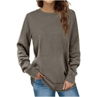 Proljetne dukseve za žene Crewneck majice s dugim rukavima Lagana runa pulover Solid Colled Tunic Ležerne prilike za gamaše