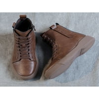 Daeful Women Antiklizni okrugli prsti visoko topnike Radovi Udobne cipele Vožnja čipke Up Sniaker Bootie Tamno smeđa 5