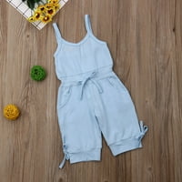 Canrulo Toddler Baby Girls Ljeto Dungarees Bib Hlače Romper kombinezoni odjeću Plave 3- godine